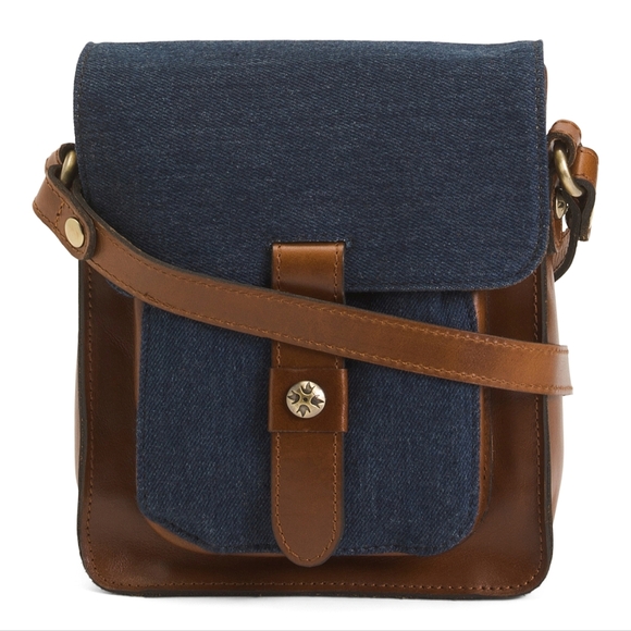 Patricia Nash Lari Denim & Leather Colorblock Crossbody Bag - Picture 2 of 11